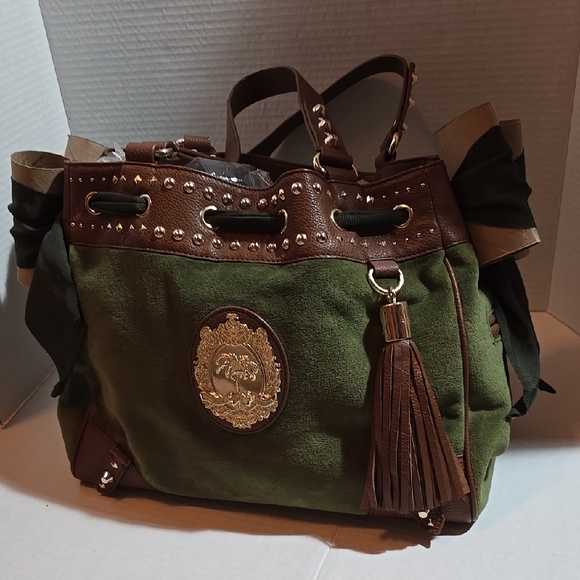 Green and Brown Women's Bag with Tassel - Picture 1 of 16